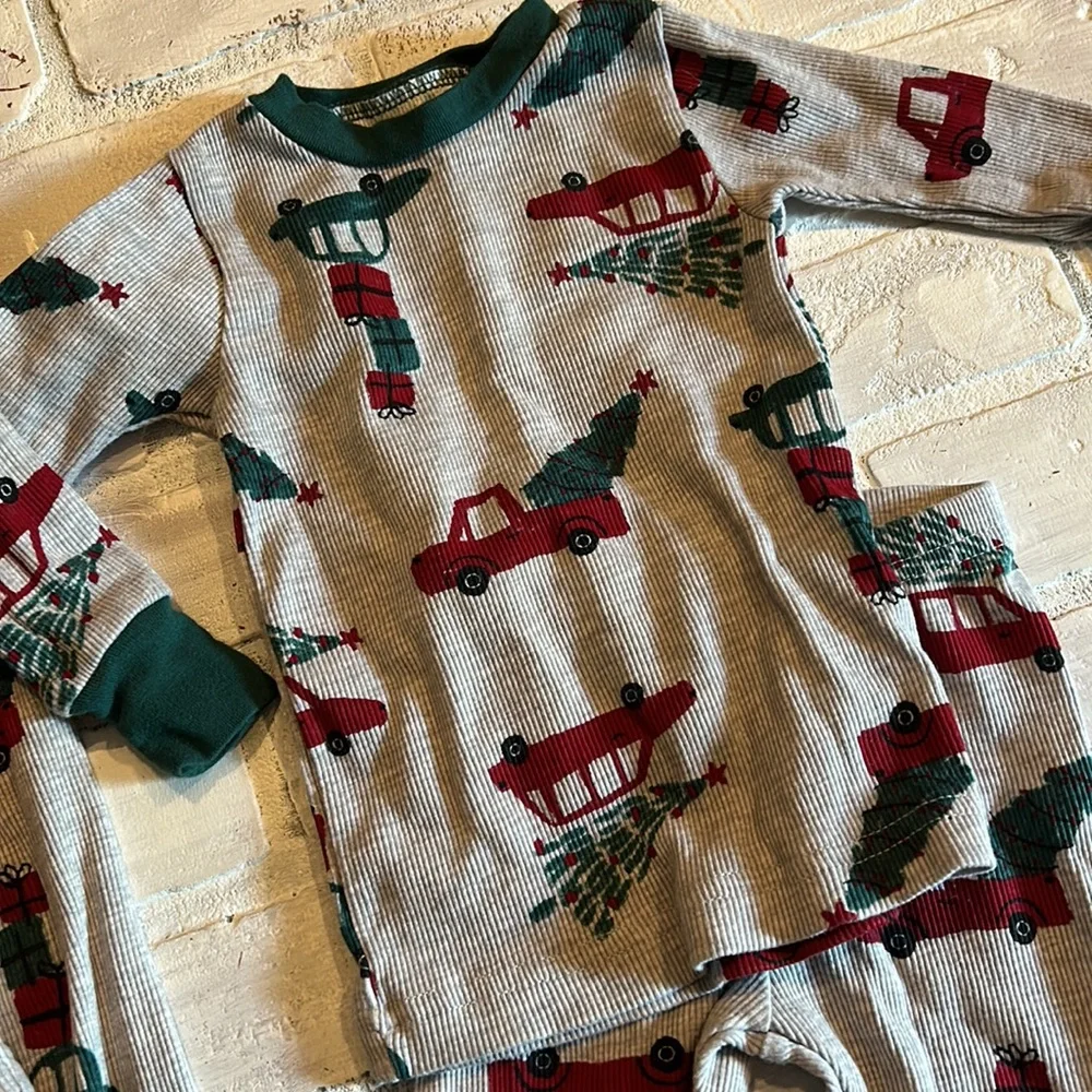 Baby 12m holiday vintage truck & tree twin matching pj set